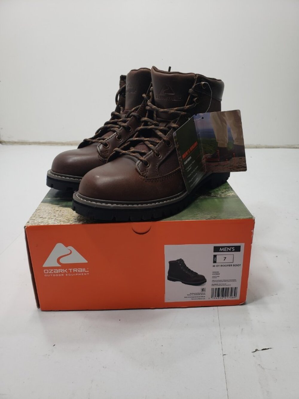 Ozark Trail M OT Roofer Boot Men's 7 Dark Brown Leather Lace Up Work Boots